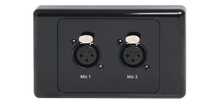 Dual 3 Pin XLR Horizontal Microphone Wallplate Dual Cover Black