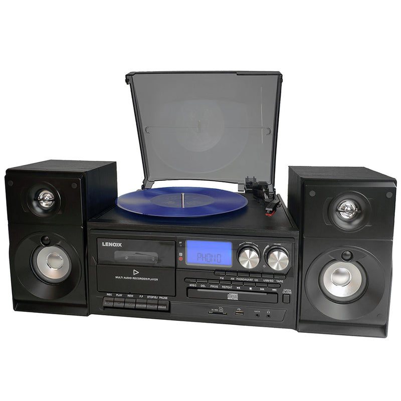 Lenoxx CD114 Home Entertainment System with Turntable and Cassette Player - Black CD114BL