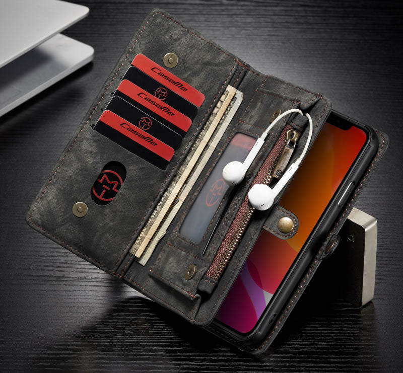 CaseMe iPhone 11 Pro Detachable 2-in-1 Zipper Wallet Case -Black IPH11PROP23BK