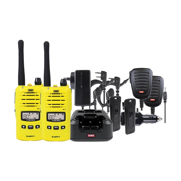 GME TX6160YTP 5 Watt UHF CB Yellow Handheld Radio - Twin Pack TX6160YTP