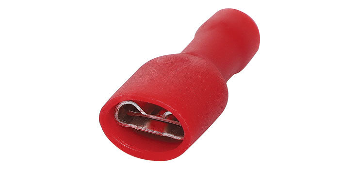 Red 6.3mm Female Spade Crimp Pk 10