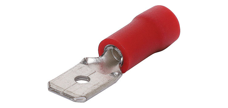 Red 6.3mm Male Spade Crimp Pk 10