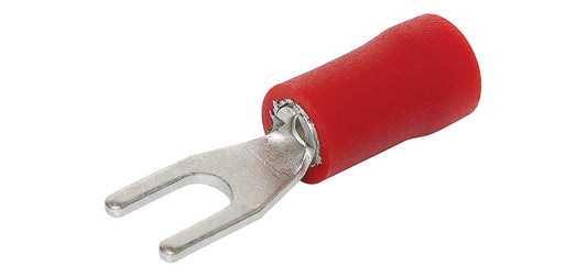 Red 4mm Fork Crimp Pk 100