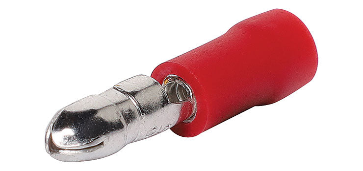 Red 4mm Male Bullet Crimp Pk 10