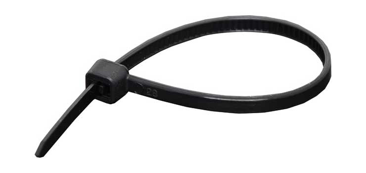 100mm x 2.5mm UV Resistant Nylon Cable Ties Black Pk 100