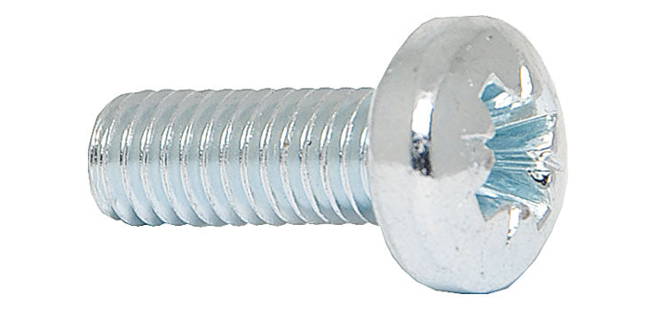 M6 Silver Pan Pozi Rack Bolt Pk 12