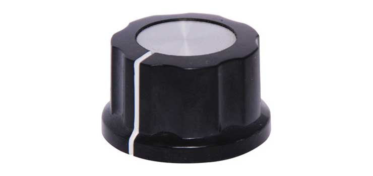 27mm Black Alum. Cap 1/4" Shaft Grub Screw PVC Knob