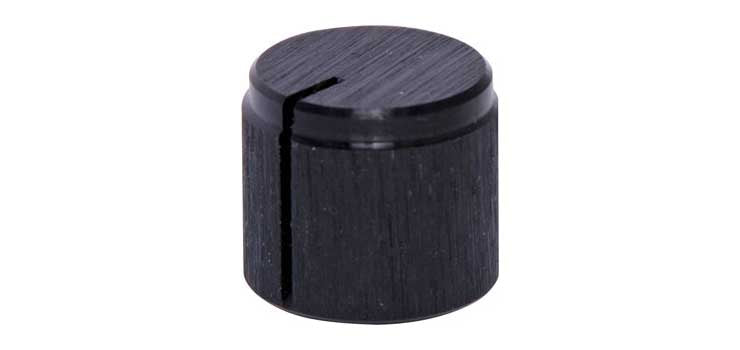 16mm Aluminium Black 1/4" Shaft Grub Screw Knob