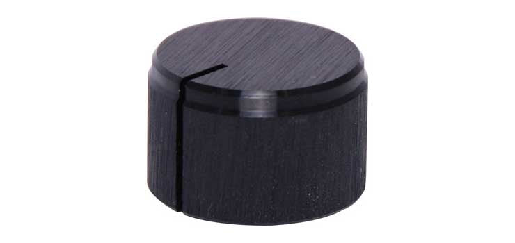 22mm Aluminium Black 1/4" Shaft Grub Screw Knob