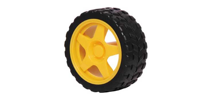 Plastic Wheel With Rubber Tyre For 5mm Shaft (J 0016)