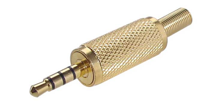 3.5mm Stereo TRRS Gold Metal Jack Plug