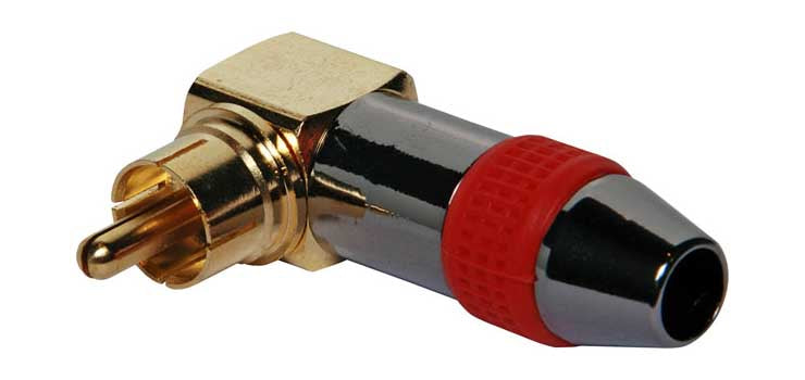 Red Aluminium RCA 90 Deg Connector