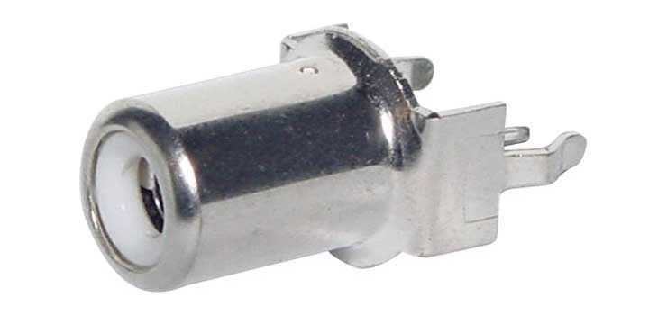 White PCB Mount Vertical RCA Socket P0131