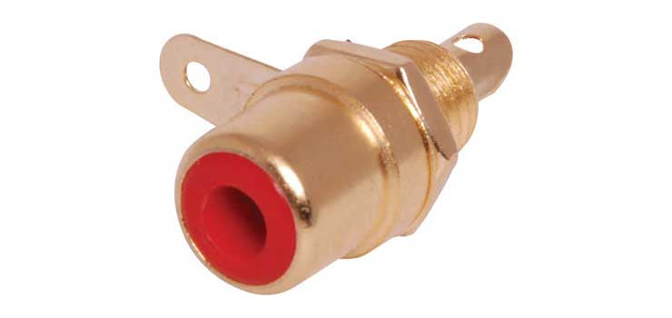 Red RCA Socket Chassis Gold