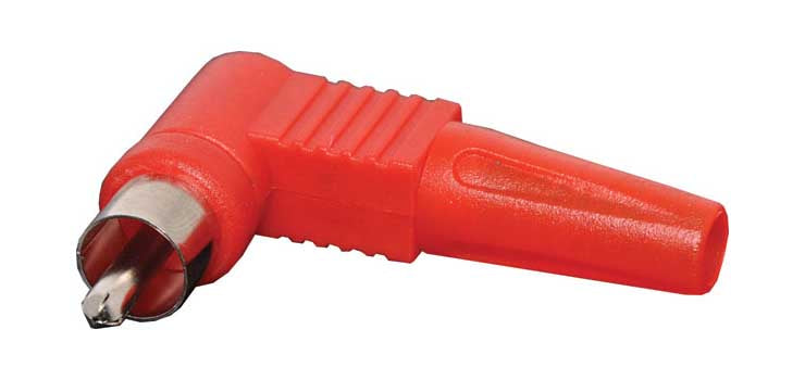 Red RCA Plastic Line Plug 90 Degree