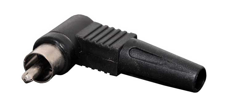 Black RCA Plastic Line Plug 90 Degree