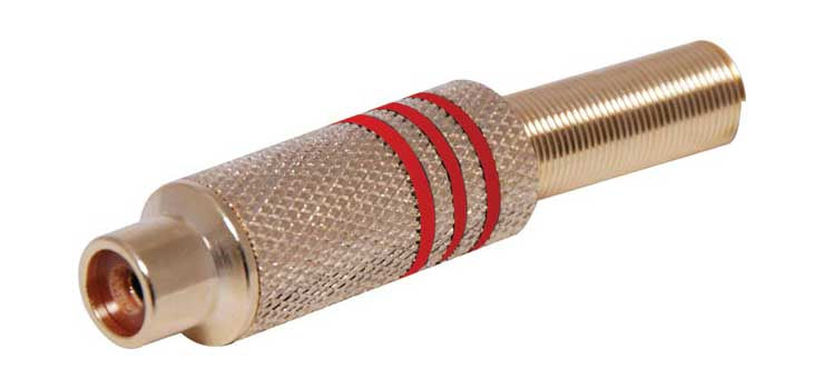 Red RCA Socket Line Gold Metal