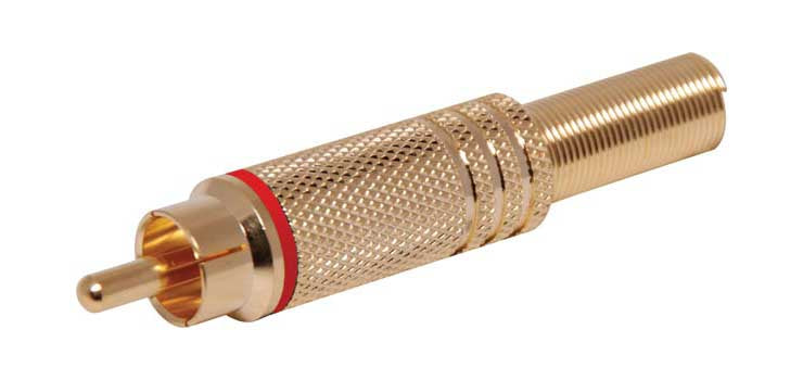 Red RCA Plug Line Gold Metal