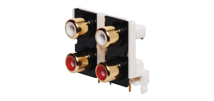 4 Way PCB Mount Gold RCA Socket