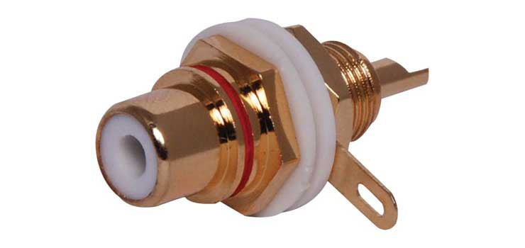 Red Chassis Insulated Gold Chassis RCA Socket