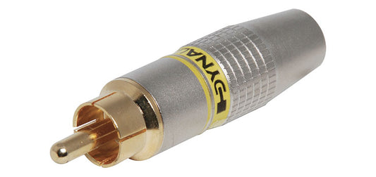 Yellow 8mm Pro Metal Gold RCA Line Plug