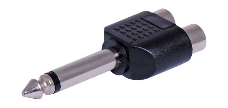 2 RCA Female to 6.35mm Plug Adapter