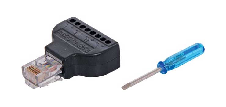 RJ45 Male to 8-Way Screw Terminal Adapter