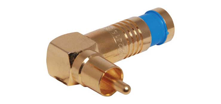 Blue RG59 90 Deg. Compression Crimp RCA