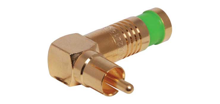 Green RG59 90 Deg. Compression Crimp RCA