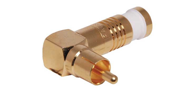 White RG59 90 Deg. Compression Crimp RCA