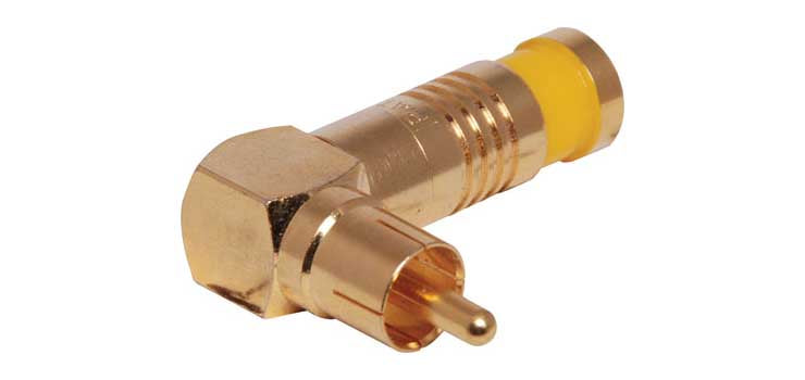 Yellow RG59 90 Deg. Compression Crimp RCA