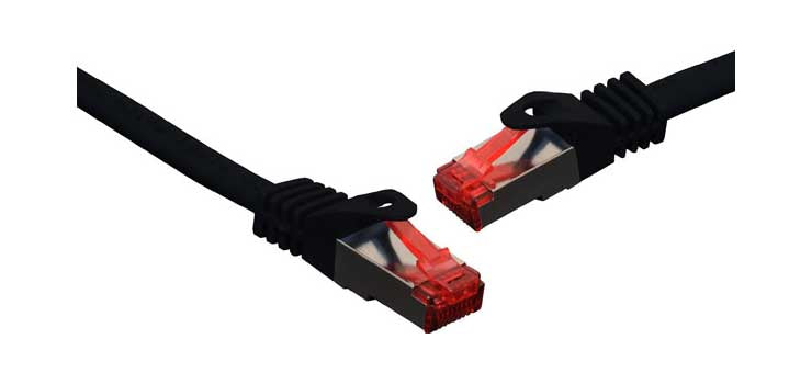 Black 2m Cat6a SSTP Ethernet Patch Cable