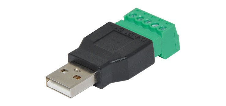 USB-A Male Plug to 5-Pin Terminal Block