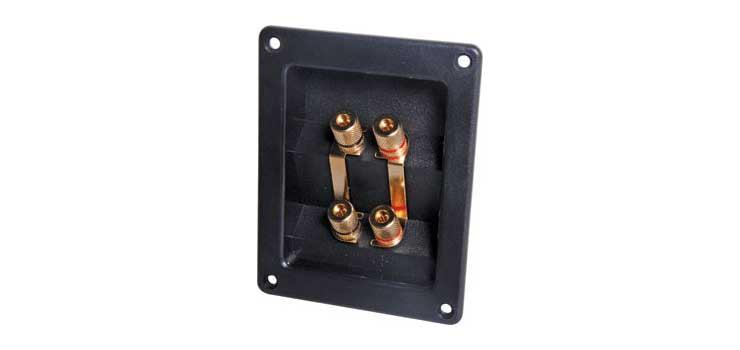 4 Way Speaker Terminal Binding Post Gold Rect.