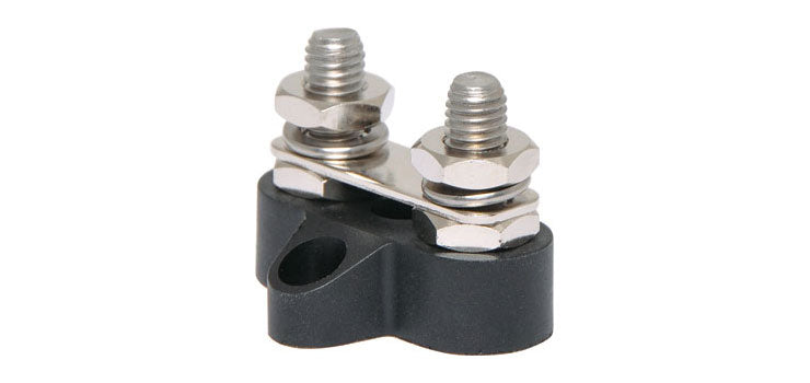 Dual Black M8 Power Distribution Post with Bridge Plate