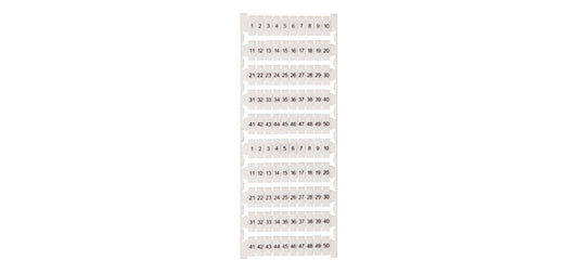 DIN Rail Labels 1-50 Suit 45A Terminals