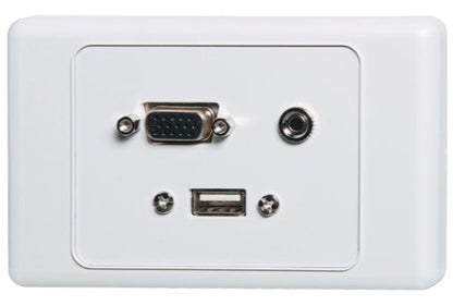 VGA 3.5mm USB Type A Wallplate - with Fly Leads