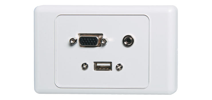 VGA 3.5mm USB Type A Wallplate - with Fly Leads