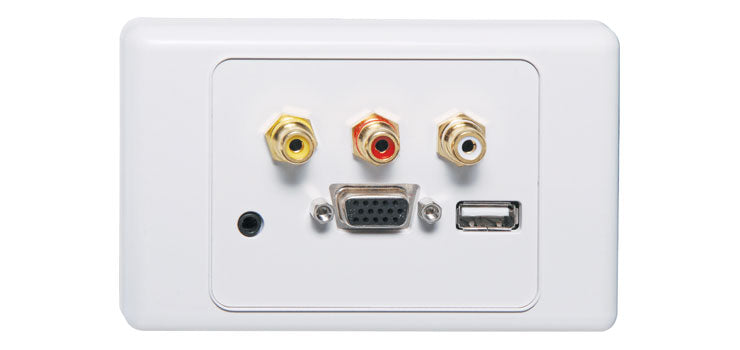 VGA 3.5mm USB A Wallplate Dual Cover Screw Connect