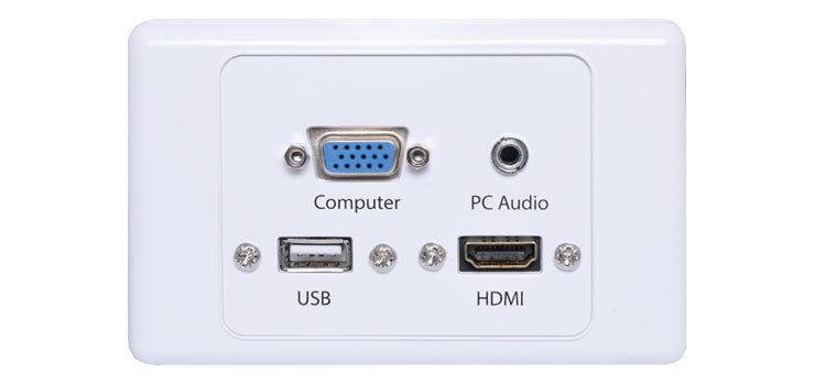 HDMI VGA, 3.5mm, USB type A Wallplate Dual Cover Flyleads