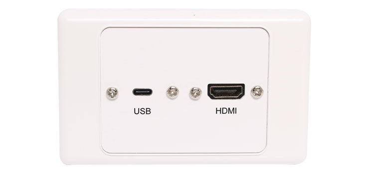 USB C HDMI Wallplate Dual Cover With Socket Flyleads