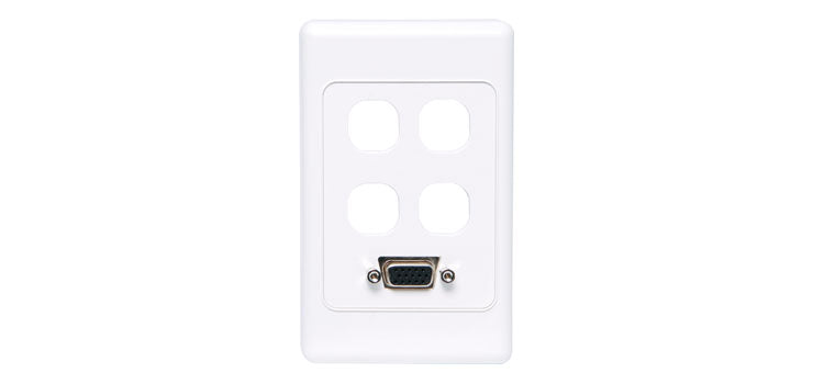 VGA with 4 x Mech  Wallplate Dual Cover - Fly Lead