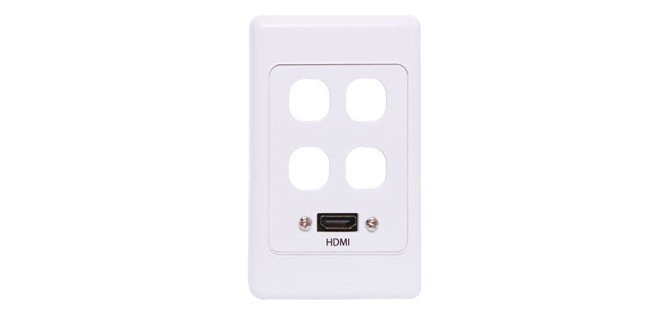 HDMI with 4 x Mech  Wallplate Dual Cover - Fly Lead