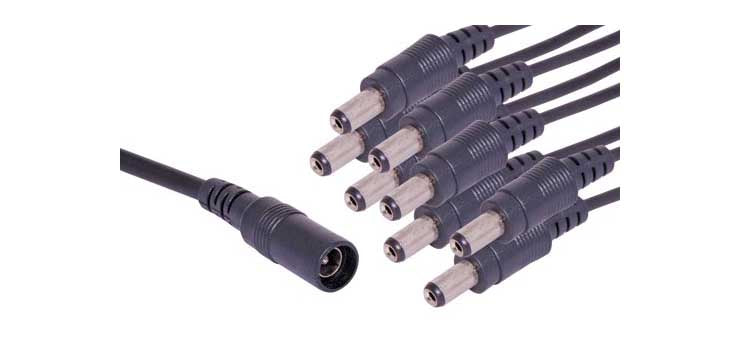 0.36m 2.1mm DC Socket to 8 x DC Plug Cable