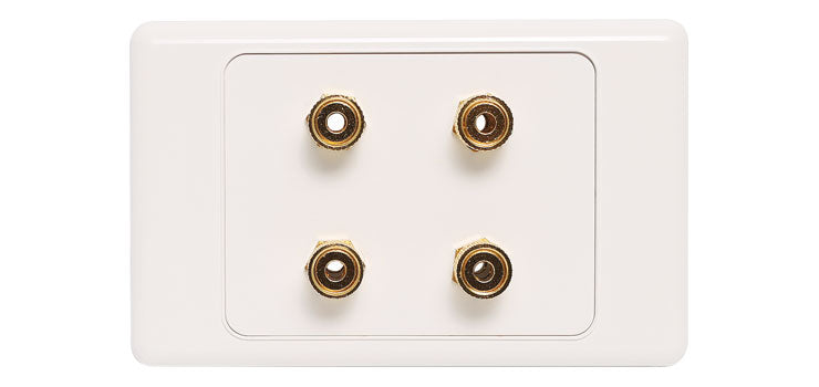 4 x Binding Post Dual Cover Speaker Wallplate