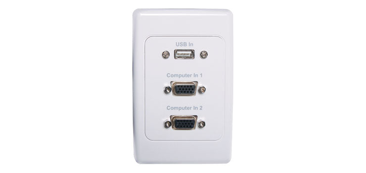 2 x VGA USB Input Flylead Connection Dual Cover Wallplate