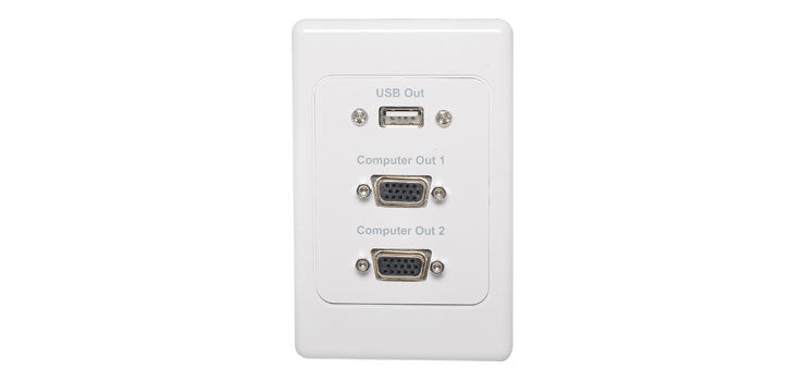 2 x VGA USB Output Flylead Connection Dual Cover Wallplate