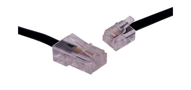 3m RJ45 Plug to RJ14 Plug Black Telephone Cable