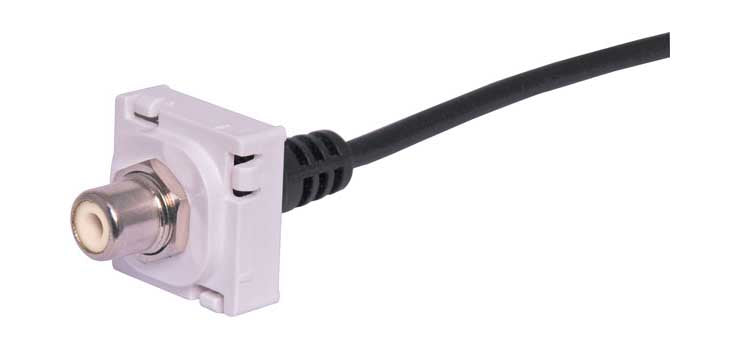 White RCA to Flylead Clipsal Clip-In Mechanism
