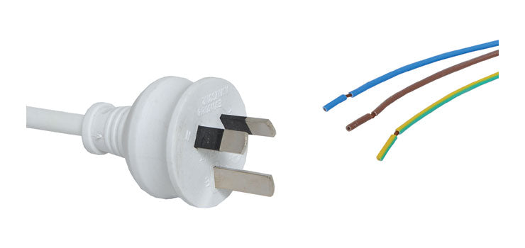 2m 7.5A 3 Pin White Bare Ends Mains Power Cable